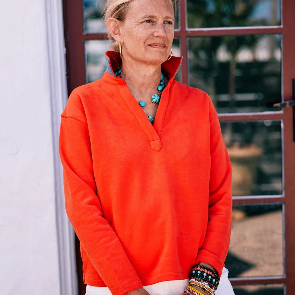 Quaker Marine Supply Inlet Pullover in poppy size M